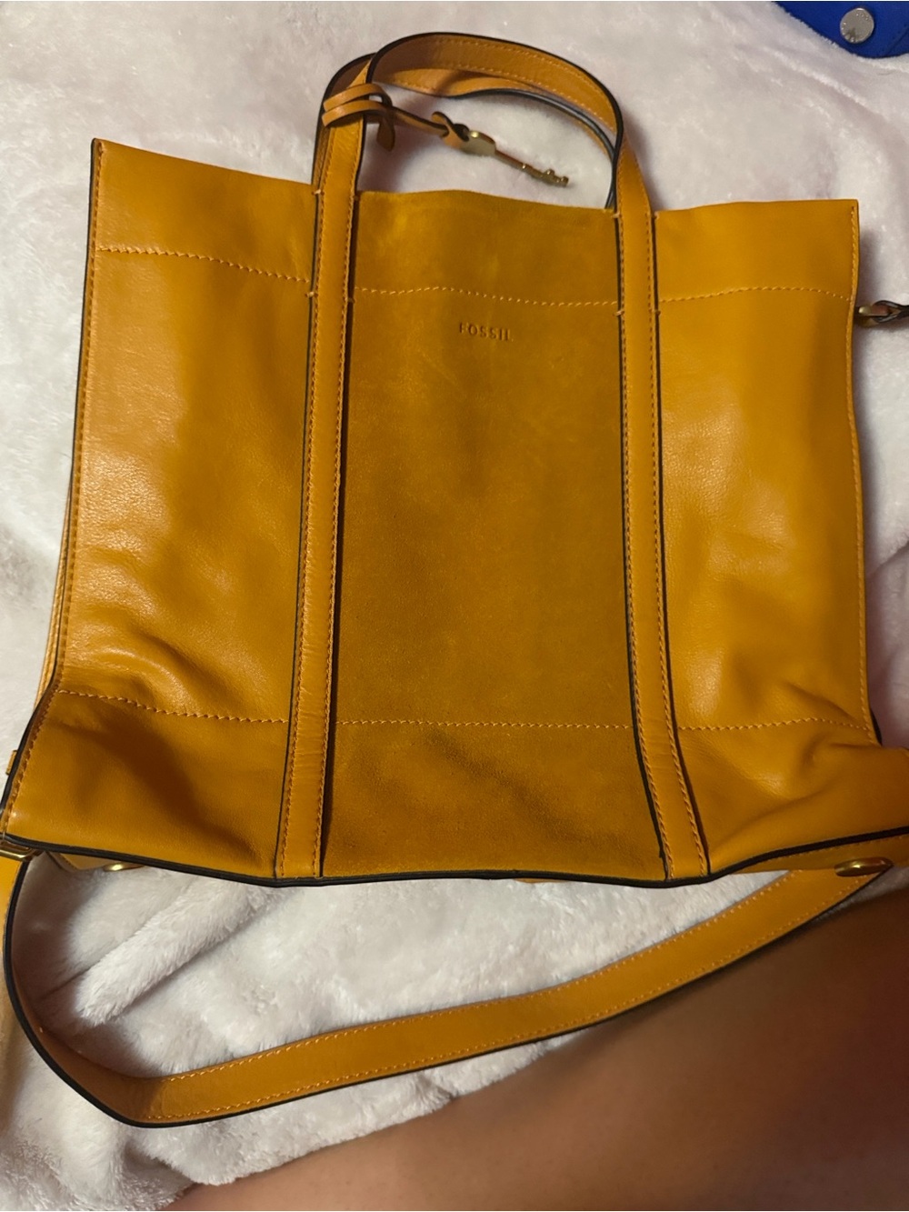 Fossil Mustard Yellow Leather Tote Bag – New Without Tags